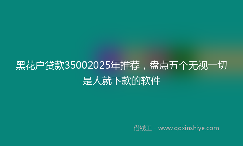 黑花户贷款35002025年推荐，盘点五个无视一切是人就下款的软件