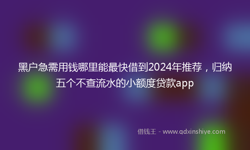 黑户急需用钱哪里能最快借到2024年推荐，归纳五个不查流水的小额度贷款app