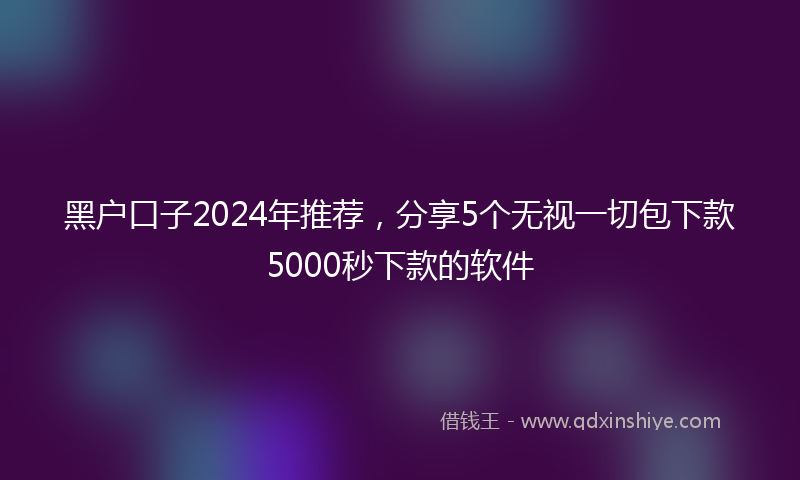 黑户口子2024年推荐，分享5个无视一切包下款5000秒下款的软件