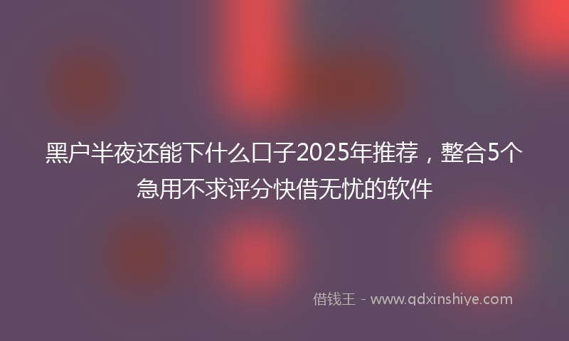 黑户半夜还能下什么口子2025年推荐，整合5个急用不求评分快借无忧的软件