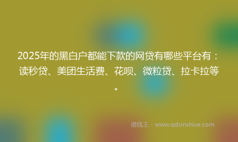 2025年的黑白户都能下款的网贷有哪些平台有：读秒贷、美团生活费、花呗、微粒贷、拉卡拉等。