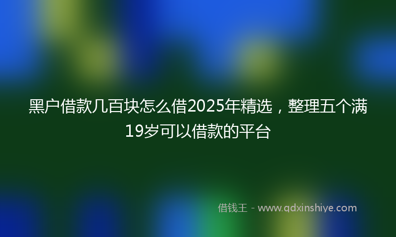 黑户借款几百块怎么借2025年精选，整理五个满19岁可以借款的平台