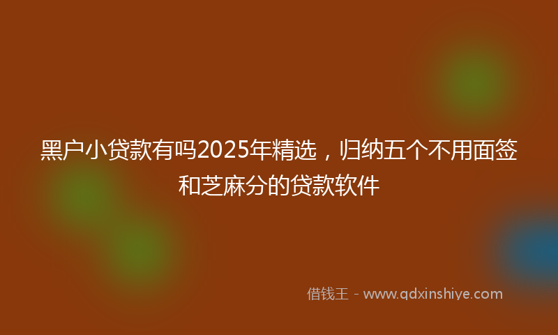 黑户小贷款有吗2025年精选，归纳五个不用面签和芝麻分的贷款软件