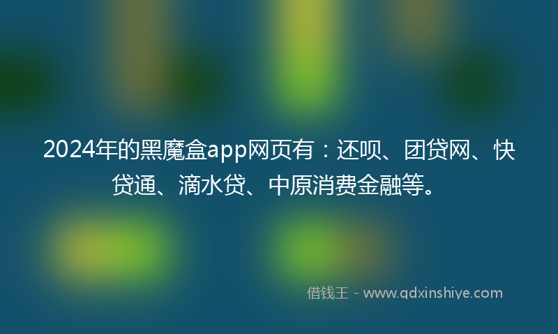 2024年的黑魔盒app网页有：还呗、团贷网、快贷通、滴水贷、中原消费金融等。