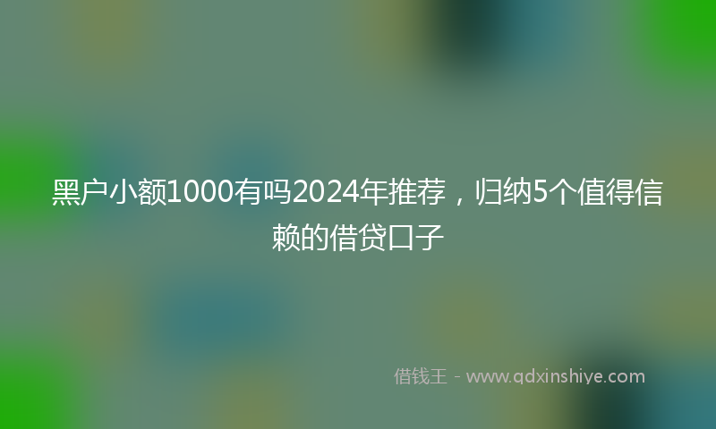 黑户小额1000有吗2024年推荐，归纳5个值得信赖的借贷口子