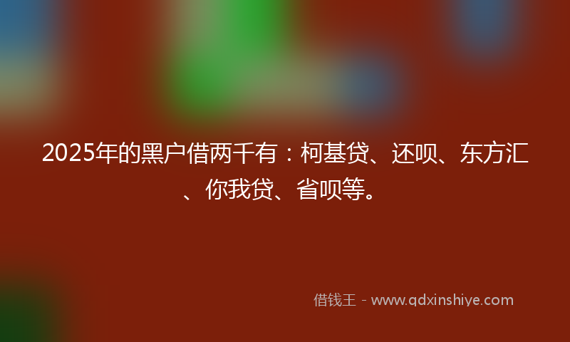 2025年的黑户借两千有：柯基贷、还呗、东方汇、你我贷、省呗等。