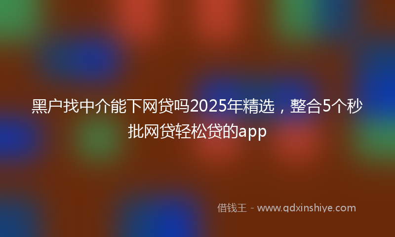 黑户找中介能下网贷吗2025年精选，整合5个秒批网贷轻松贷的app