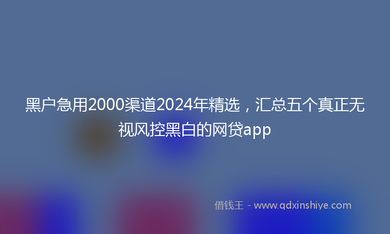 黑户急用2000渠道2024年精选，汇总五个真正无视风控黑白的网贷app