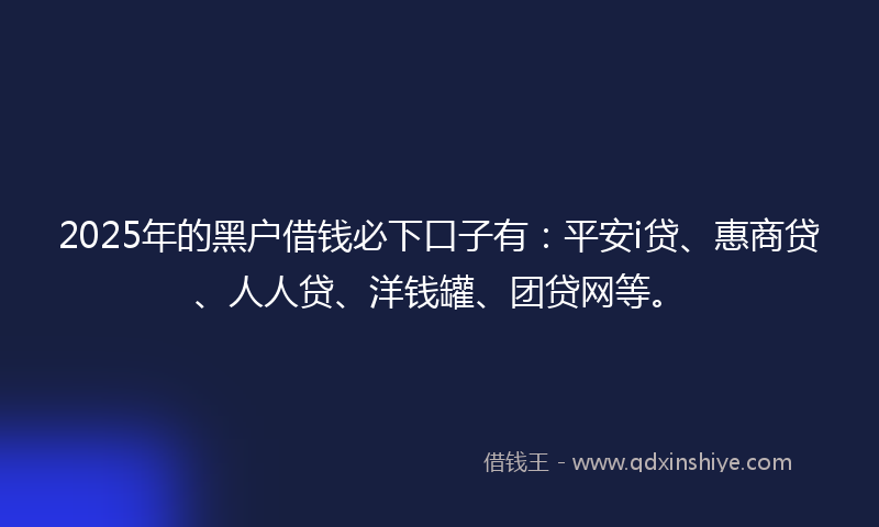 2025年的黑户借钱必下口子有：平安i贷、惠商贷、人人贷、洋钱罐、团贷网等。