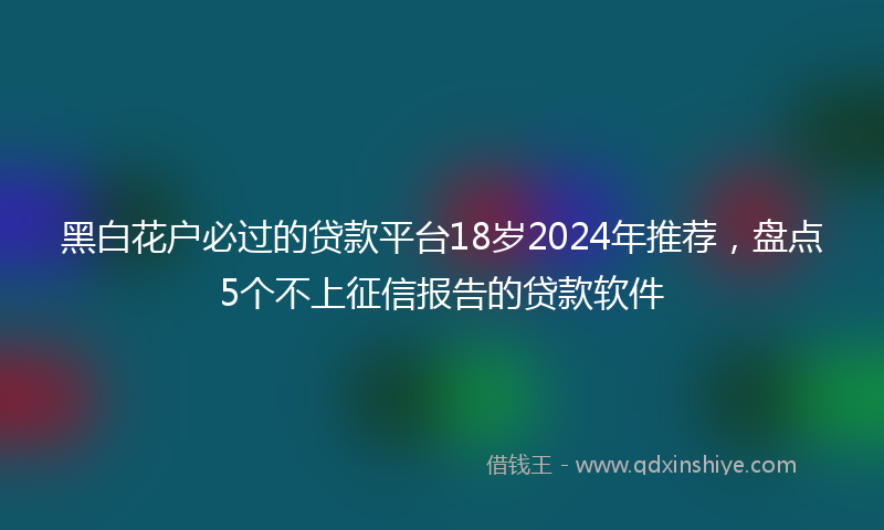 黑白花户必过的贷款平台18岁2024年推荐，盘点5个不上征信报告的贷款软件