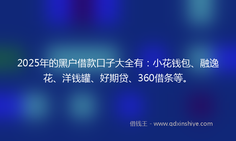 2025年的黑户借款口子大全有：小花钱包、融逸花、洋钱罐、好期贷、360借条等。