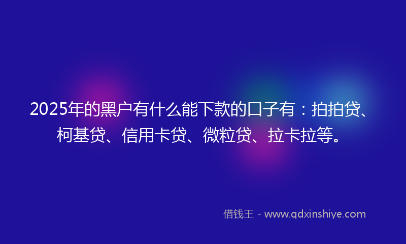 2025年的黑户有什么能下款的口子有：拍拍贷、柯基贷、信用卡贷、微粒贷、拉卡拉等。