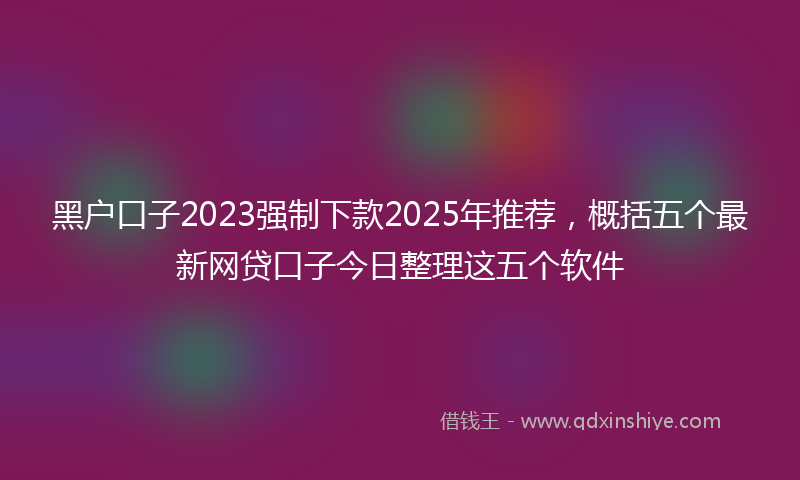 黑户口子2023强制下款2025年推荐，概括五个最新网贷口子今日整理这五个软件