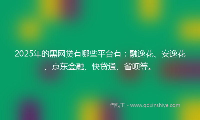 2025年的黑网贷有哪些平台有：融逸花、安逸花、京东金融、快贷通、省呗等。