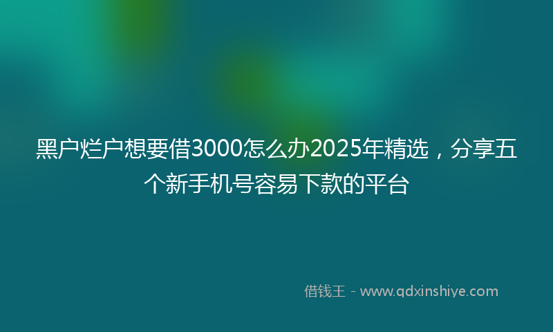 黑户烂户想要借3000怎么办2025年精选，分享五个新手机号容易下款的平台