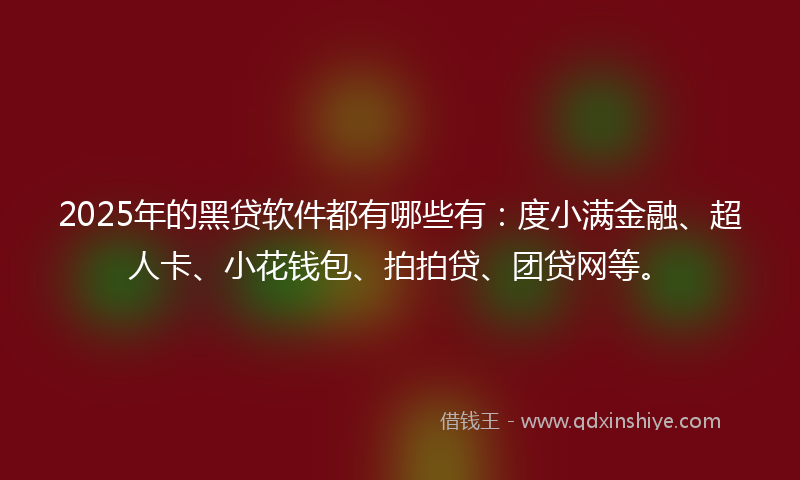 2025年的黑贷软件都有哪些有：度小满金融、超人卡、小花钱包、拍拍贷、团贷网等。