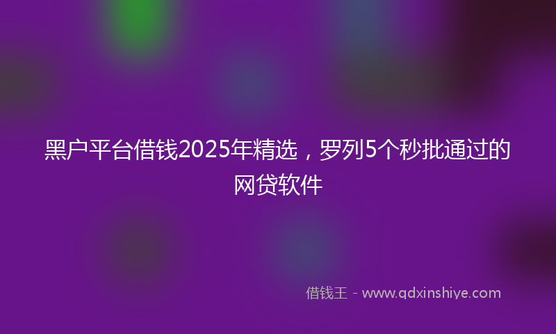 黑户平台借钱2025年精选，罗列5个秒批通过的网贷软件