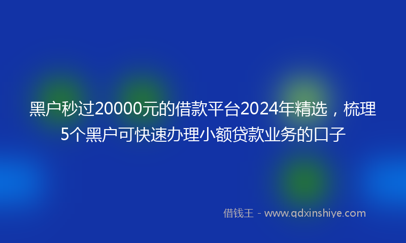 黑户秒过20000元的借款平台2024年精选，梳理5个黑户可快速办理小额贷款业务的口子