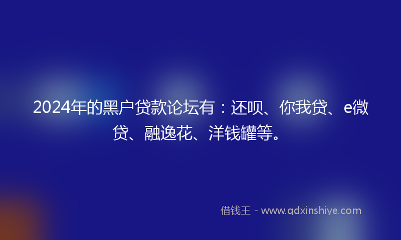 2024年的黑户贷款论坛有：还呗、你我贷、e微贷、融逸花、洋钱罐等。