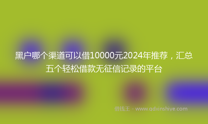 黑户哪个渠道可以借10000元2024年推荐，汇总五个轻松借款无征信记录的平台