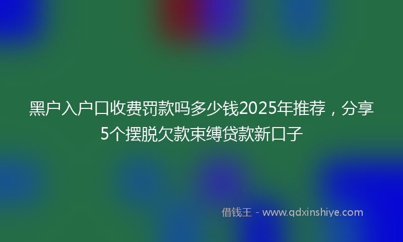 黑户入户口收费罚款吗多少钱2025年推荐，分享5个摆脱欠款束缚贷款新口子