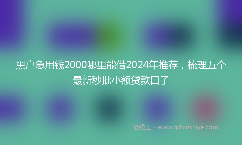 黑户急用钱2000哪里能借2024年推荐,梳理五个最新秒批小额贷款口子