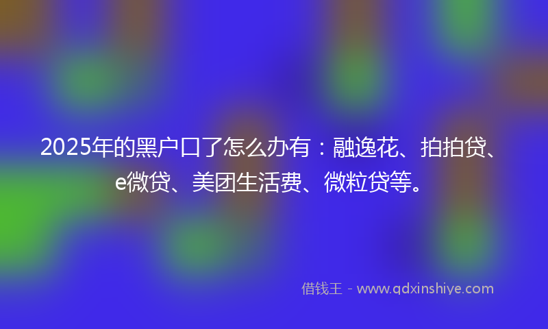 2025年的黑户口了怎么办有：融逸花、拍拍贷、e微贷、美团生活费、微粒贷等。