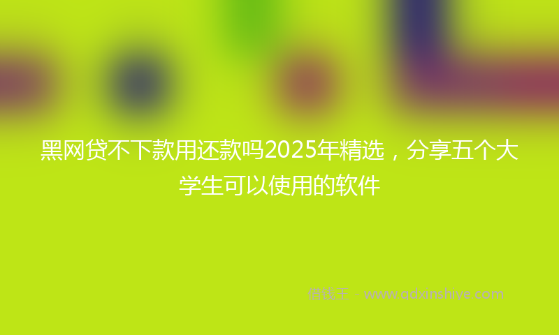 黑网贷不下款用还款吗2025年精选，分享五个大学生可以使用的软件