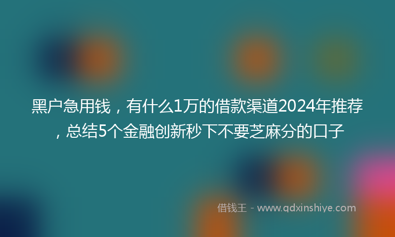 黑户急用钱，有什么1万的借款渠道2024年推荐，总结5个金融创新秒下不要芝麻分的口子