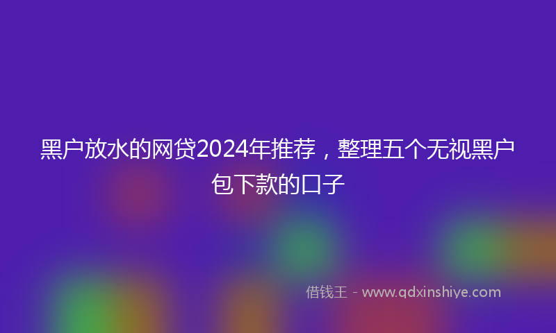 黑户放水的网贷2024年推荐，整理五个无视黑户包下款的口子