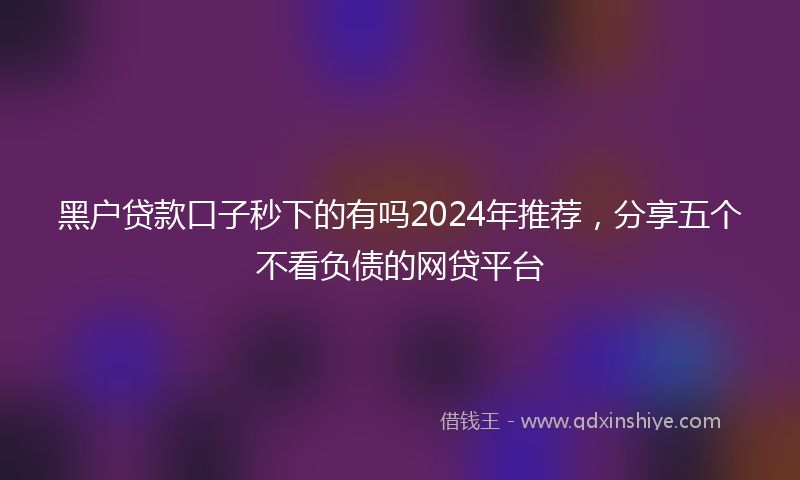 黑户贷款口子秒下的有吗2024年推荐，分享五个不看负债的网贷平台