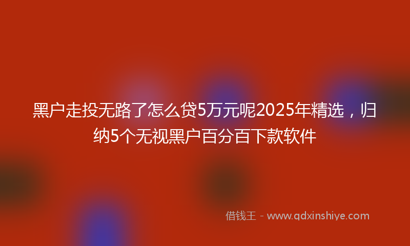 黑户走投无路了怎么贷5万元呢2025年精选，归纳5个无视黑户百分百下款软件