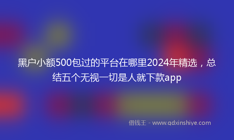 黑户小额500包过的平台在哪里2024年精选，总结五个无视一切是人就下款app