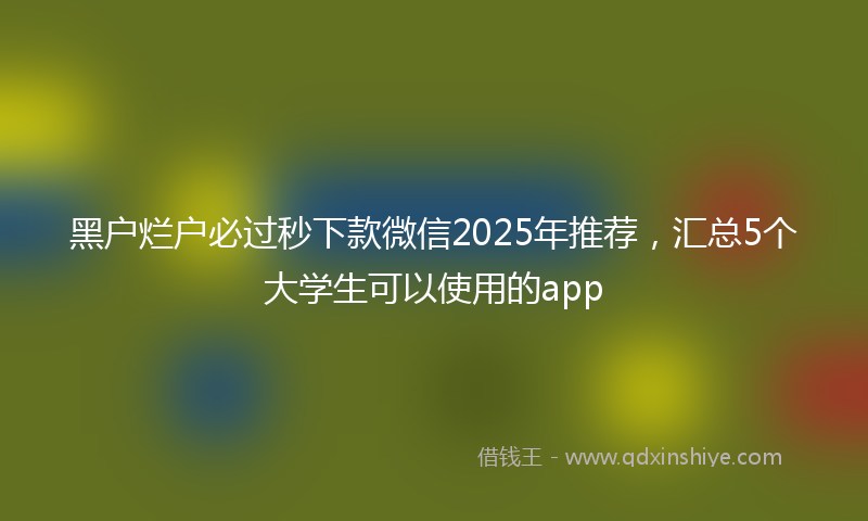 黑户烂户必过秒下款微信2025年推荐，汇总5个大学生可以使用的app