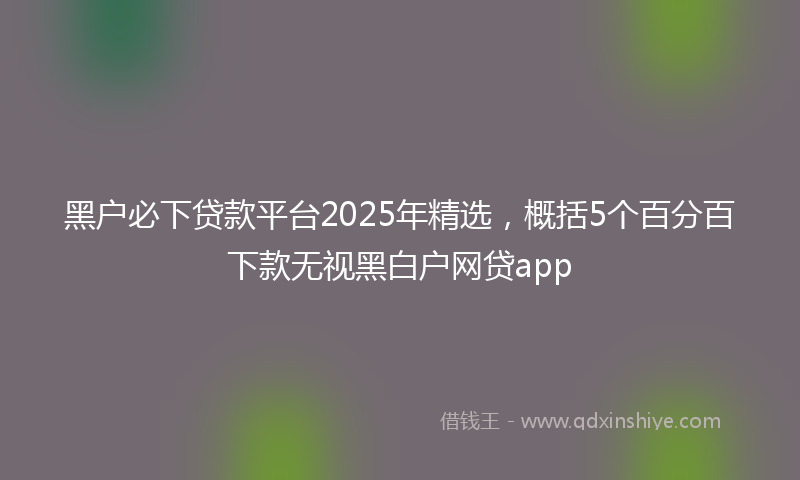 黑户必下贷款平台2025年精选，概括5个百分百下款无视黑白户网贷app