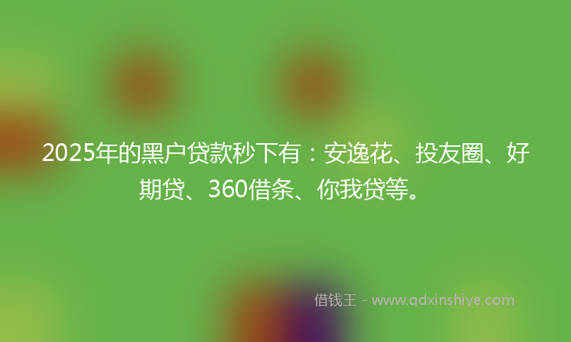 2025年的黑户贷款秒下有：安逸花、投友圈、好期贷、360借条、你我贷等。