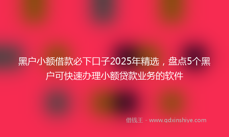 黑户小额借款必下口子2025年精选，盘点5个黑户可快速办理小额贷款业务的软件