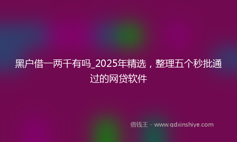 黑户借一两千有吗_2025年精选，整理五个秒批通过的网贷软件