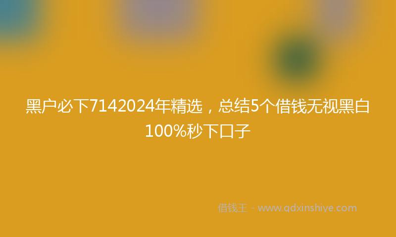 黑户必下7142024年精选，总结5个借钱无视黑白100%秒下口子