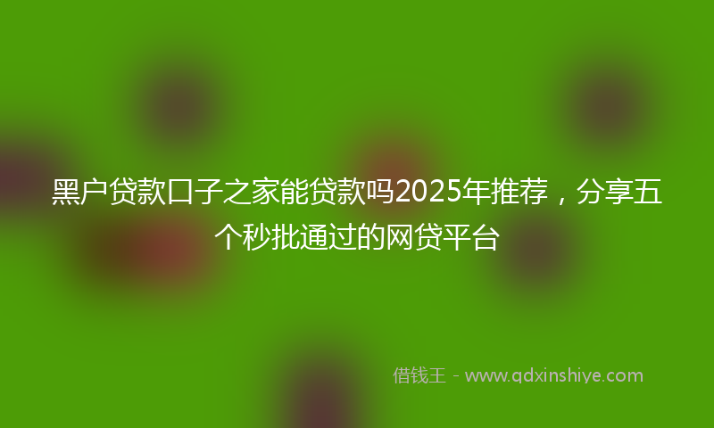 黑户贷款口子之家能贷款吗2025年推荐，分享五个秒批通过的网贷平台