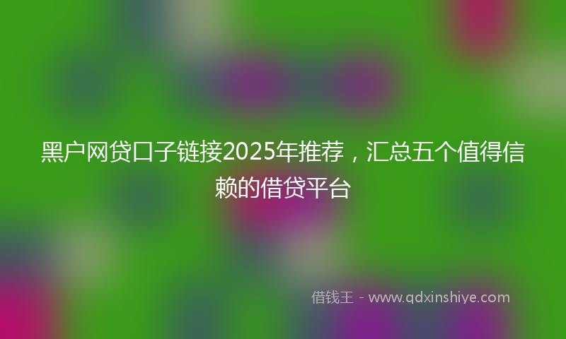 黑户网贷口子链接2025年推荐，汇总五个值得信赖的借贷平台