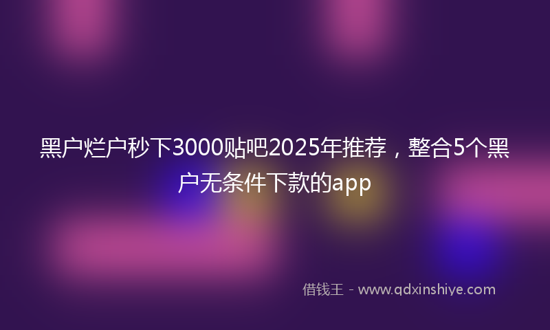 黑户烂户秒下3000贴吧2025年推荐，整合5个黑户无条件下款的app