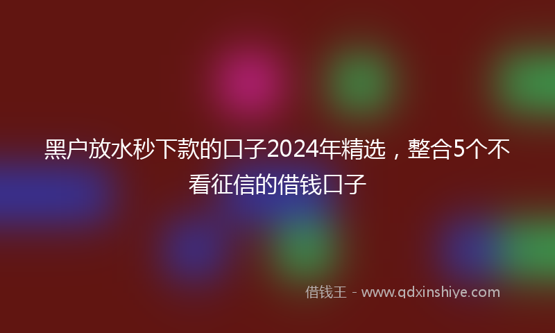黑户放水秒下款的口子2024年精选，整合5个不看征信的借钱口子