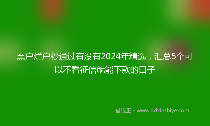 黑户烂户秒通过有没有2024年精选，汇总5个可以不看征信就能下款的口子