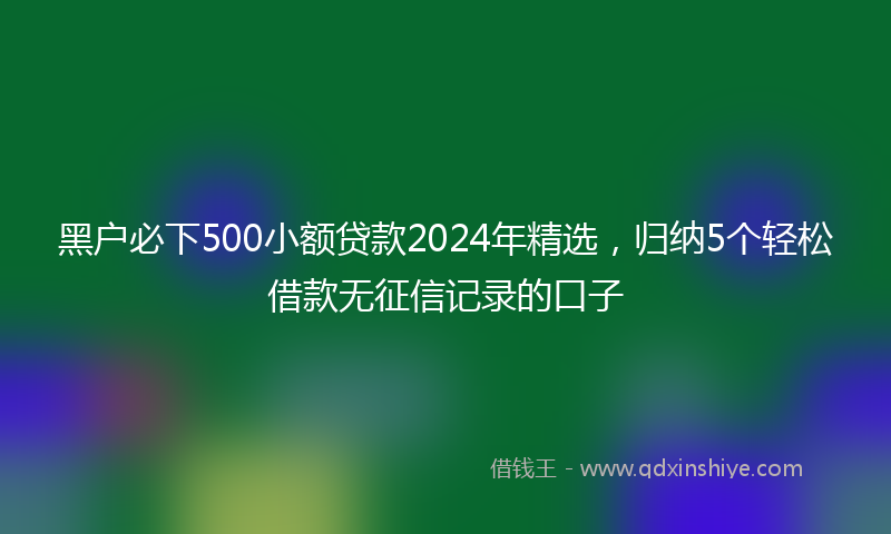 黑户必下500小额贷款2024年精选，归纳5个轻松借款无征信记录的口子