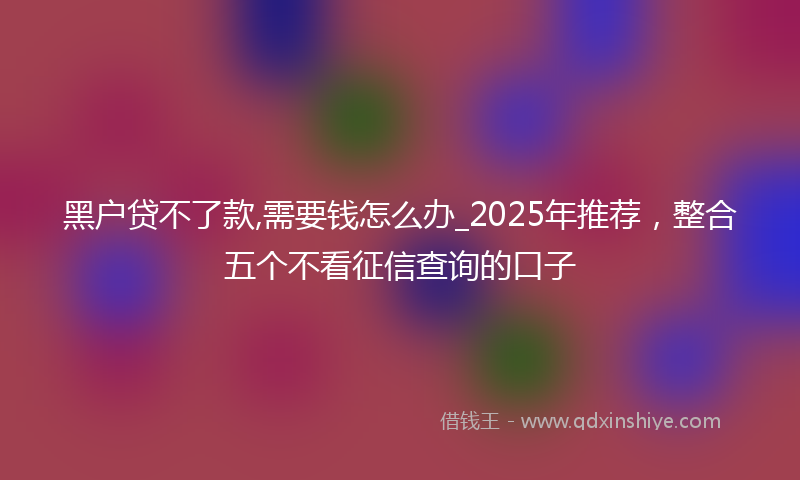 黑户贷不了款,需要钱怎么办_2025年推荐，整合五个不看征信查询的口子