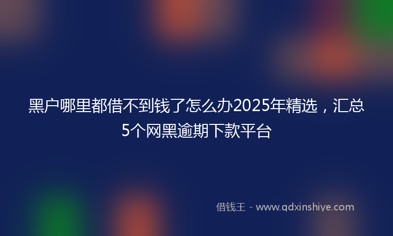 黑户哪里都借不到钱了怎么办2025年精选，汇总5个网黑逾期下款平台