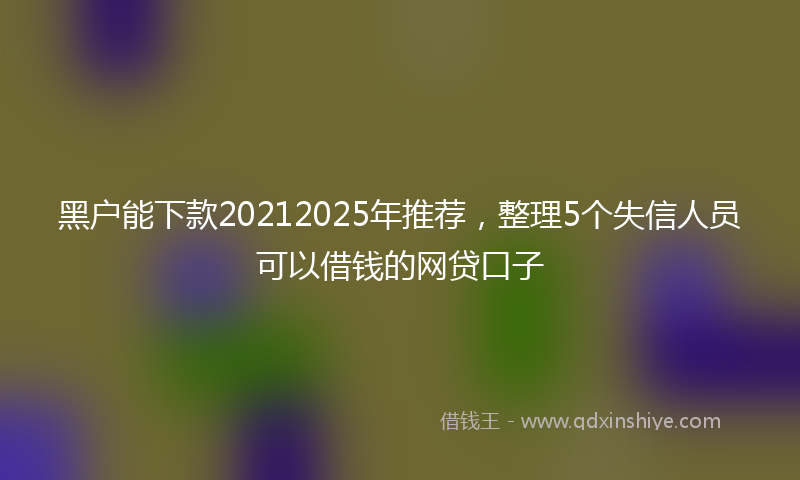 黑户能下款20212025年推荐，整理5个失信人员可以借钱的网贷口子
