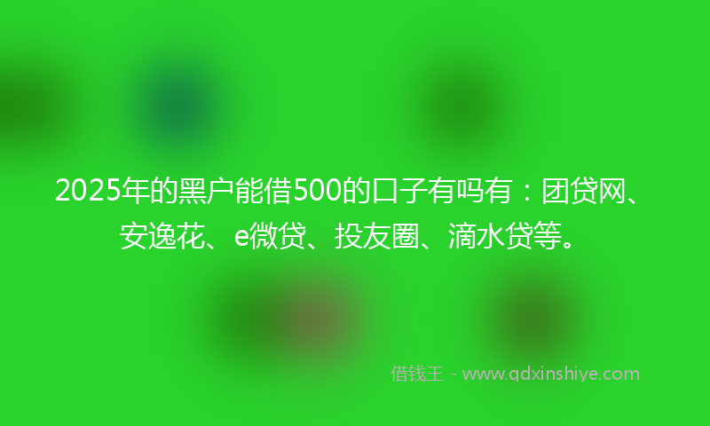 2025年的黑户能借500的口子有吗有：团贷网、安逸花、e微贷、投友圈、滴水贷等。