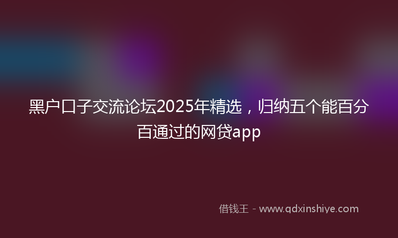 黑户口子交流论坛2025年精选，归纳五个能百分百通过的网贷app